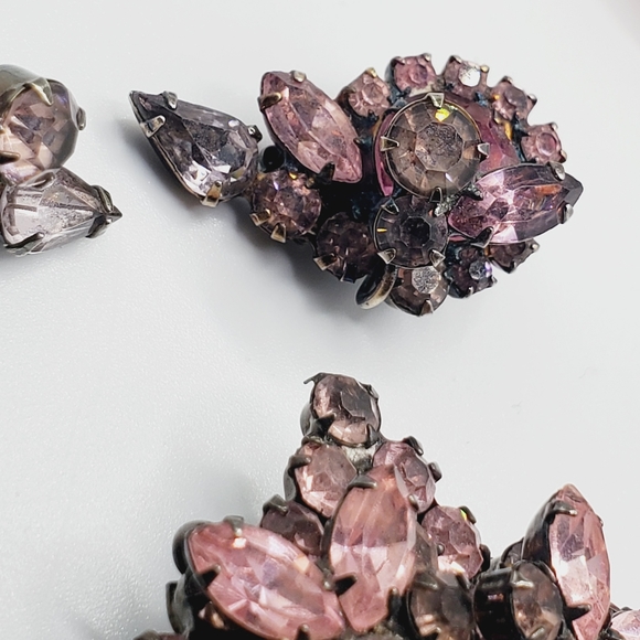 Juliana Delizza & Elster PINK D&E RARE brooch and earrings set pendant vintage - Picture 9 of 10